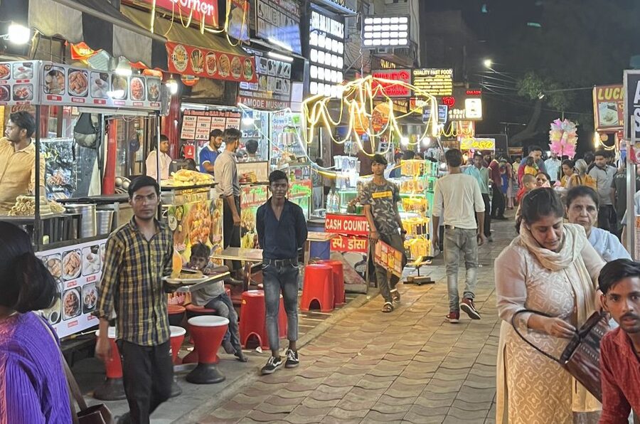 Agra: Sadar Bazar Food Market Night Walking Tour by Tuk-Tuk - Walking through Sadar Bazar