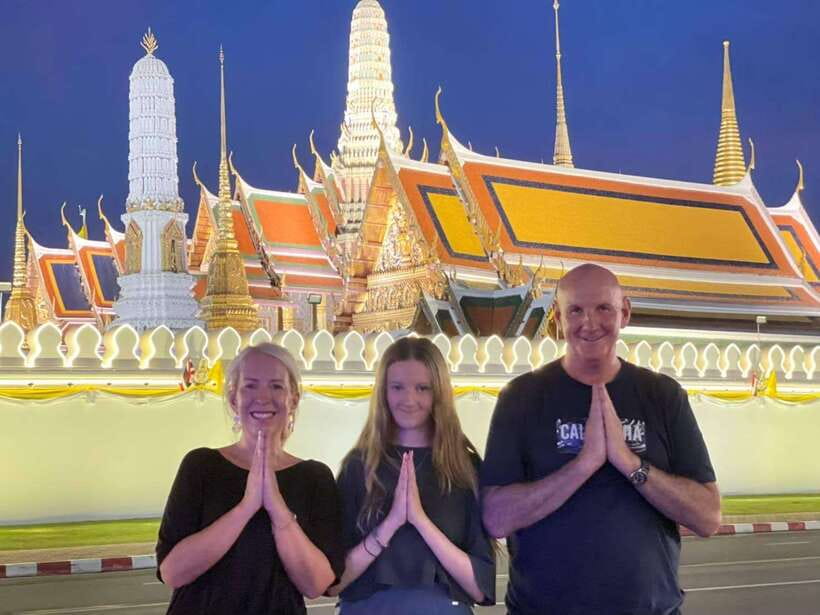 Bangkok Tuk-Tuk by Night with Chinatown Street Food Meal - Wat Arun lit against the night sky