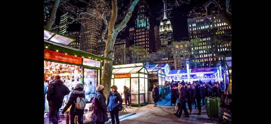 Christmas in New York: Pedicab Tour & Rockefeller Tree - Bryant Park Winter Village and the 15-minute pause