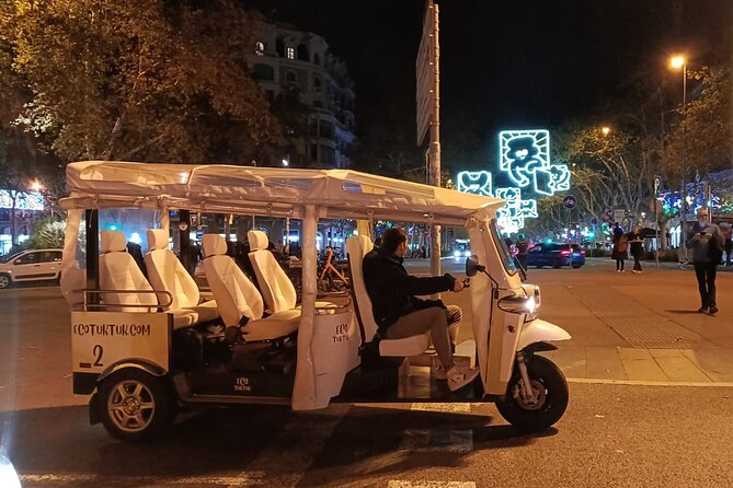 Christmas Lights Tour of Barcelona in Private Eco Tuk Tuk - Plaza Cataluña and Rambla de Cataluña