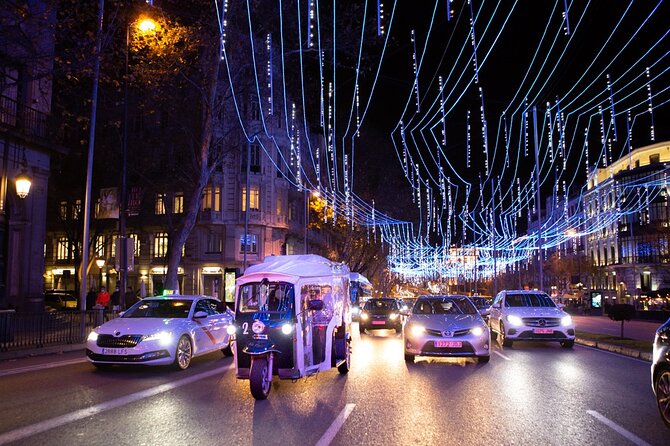Christmas Lights Tour of Madrid in Eco Tuk Tuk Private - Neptuno and the Prado after dark