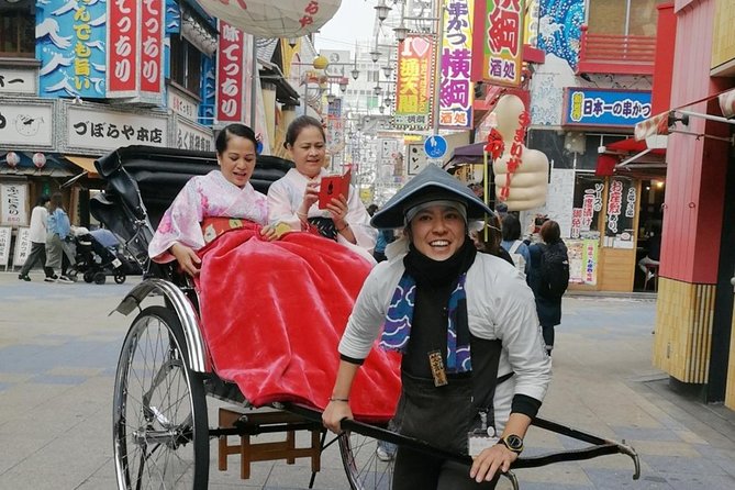 Exiting Rickshaw ride and Kimono experience - Tsutenkaku Tower and the character of Shinsekai