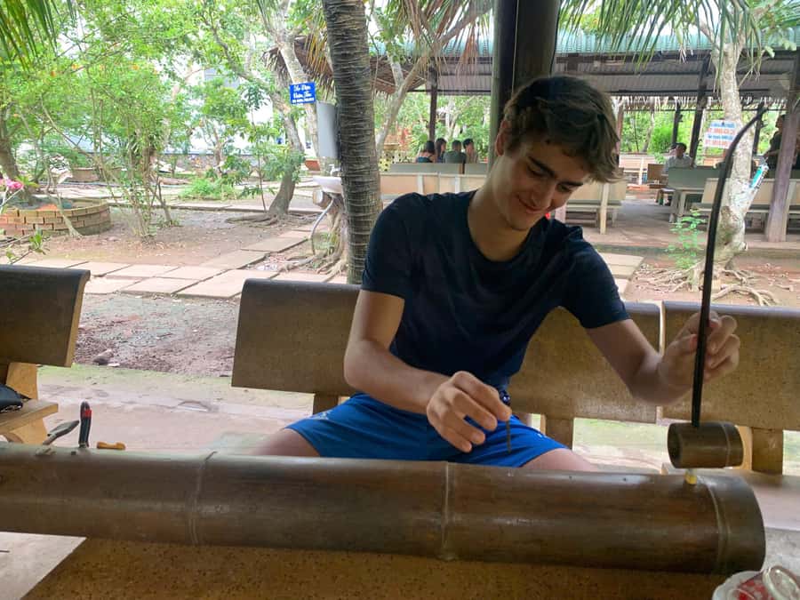 HCM: Authentic Mekong Delta - Boat, TukTuk, Khot Cake Making - Coconut candy and Southern Vietnamese folk music
