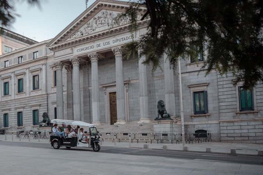 Madrid: Private City Tour by Eco Tuk Tuk - Palacio de las Cortes, Plaza de Santa Ana, and Las Letras