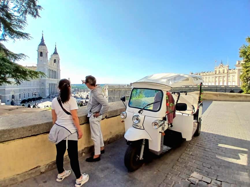 Madrid: Private Tuk-Tuk Tour Highlights - The first stop: behind Almudena Cathedral