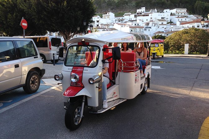 Mijas: Panoramic city tour in an electric Tuk Tuk - The tourist office, donkey taxis, and the village center