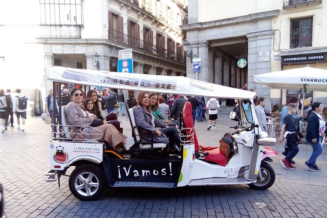 Tour Madrid in 2 hours! Electric Tuk - Fast, Fun, and Exclusive - Plaza Mayor and Mercado de San Miguel