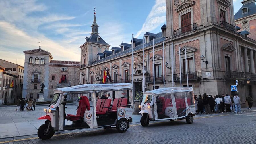 Tour Madrid: Secrets in a Electric Tuk Tuk - Plaza Mayor: Madrid’s grand opening scene